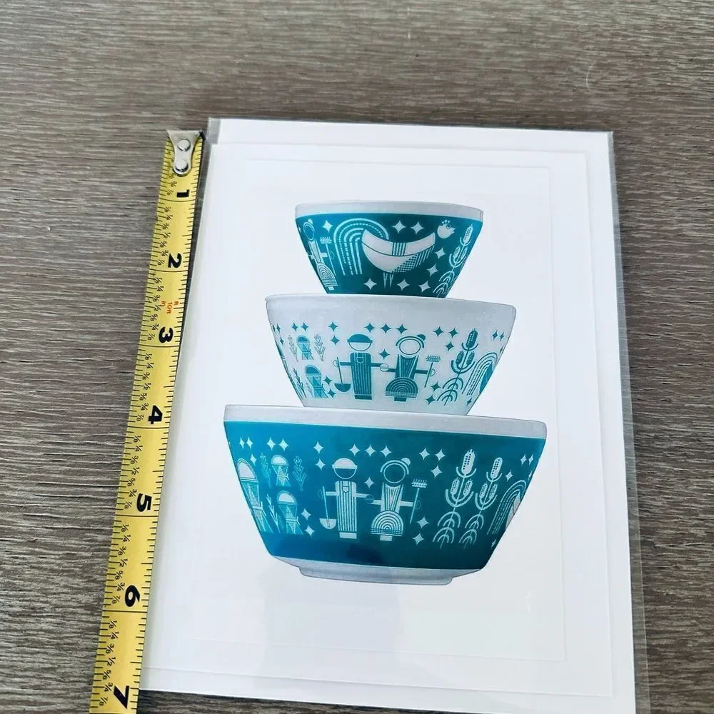 Vintage Pyrex Bowls Graphic Art Greeting Card
